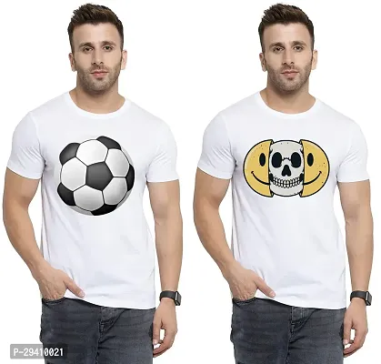 Comfortable White Polycotton Tees For Men Pack Of 2