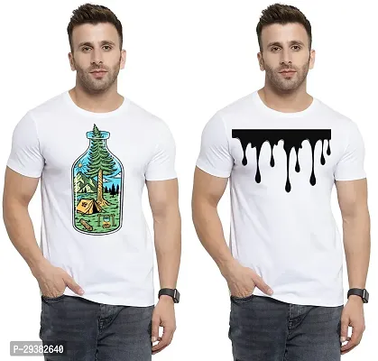 Reliable White Polycotton Printed T-Shirt For Men Pack Of 2-thumb0