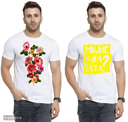 Stylish White Polycotton T-Shirt For Men Pack Of 2-thumb0