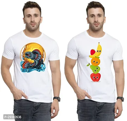 Reliable White Polycotton Printed T-Shirt For Men Pack Of 2-thumb0