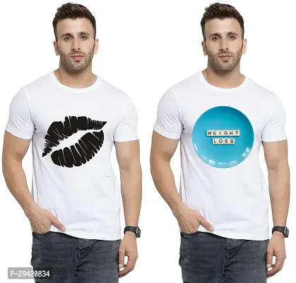 Stylish White Polycotton T-Shirt For Men Pack Of 2-thumb0