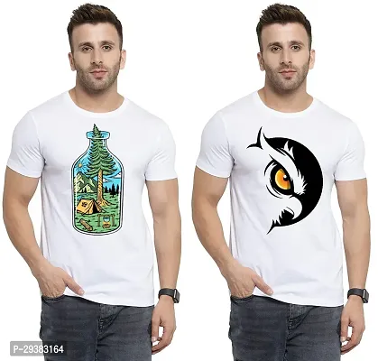 Reliable White Polycotton Printed T-Shirt For Men Pack Of 2-thumb0