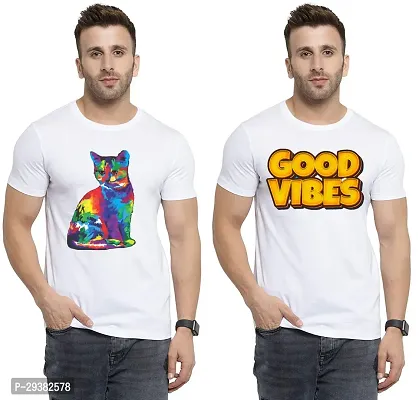 Reliable White Polycotton Printed T-Shirt For Men Pack Of 2-thumb0