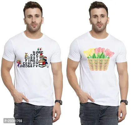 Reliable White Polycotton Printed T-Shirt For Men Pack Of 2-thumb0