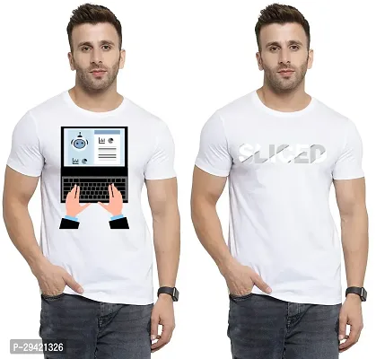 Stylish White Polycotton T-Shirt For Men Pack Of 2-thumb0