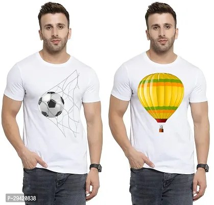 Stylish White Polycotton T-Shirt For Men Pack Of 2-thumb0