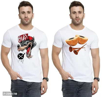 Comfortable White Polycotton Tees For Men Pack Of 2