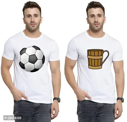 Comfortable White Polycotton Tees For Men Pack Of 2