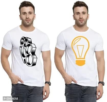 Stylish White Polycotton T-Shirt For Men Pack Of 2