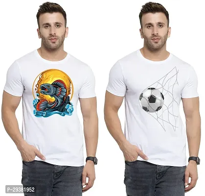 Reliable White Polycotton Printed T-Shirt For Men Pack Of 2-thumb0