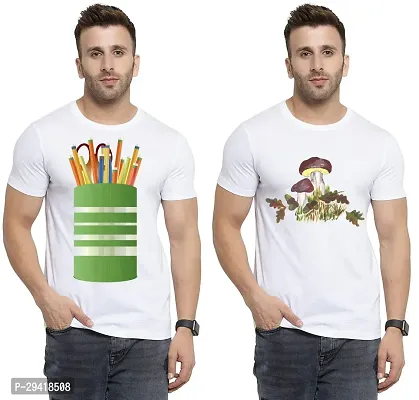 Stylish White Polycotton T-Shirt For Men Pack Of 2