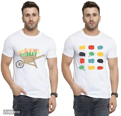 Stylish White Polycotton T-Shirt For Men Pack Of 2-thumb0