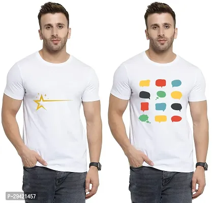 Stylish White Polycotton T-Shirt For Men Pack Of 2-thumb0