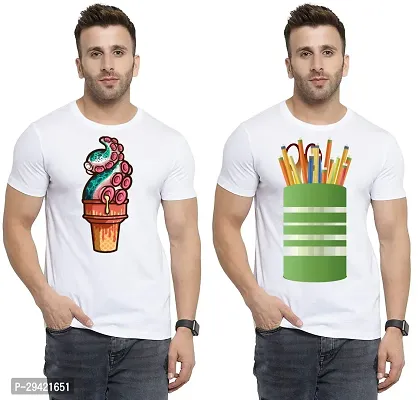 Stylish White Polycotton T-Shirt For Men Pack Of 2-thumb0