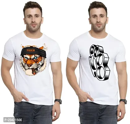 Stylish White Polycotton T-Shirt For Men Pack Of 2