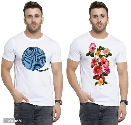 Comfortable White Polycotton Tees For Men Pack Of 2-thumb0