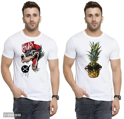 Reliable White Polycotton Printed T-Shirt For Men Pack Of 2-thumb0