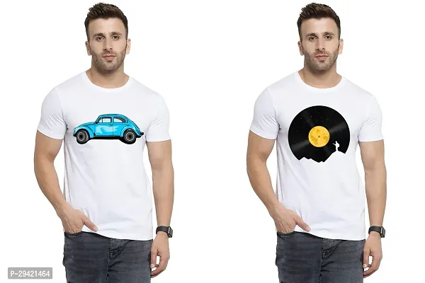 Stylish White Polycotton T-Shirt For Men Pack Of 2