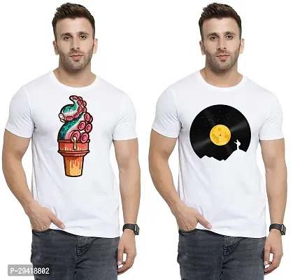 Stylish White Polycotton T-Shirt For Men Pack Of 2-thumb0