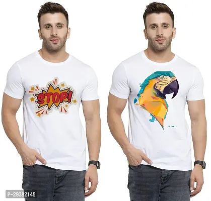 Reliable White Polycotton Printed T-Shirt For Men Pack Of 2