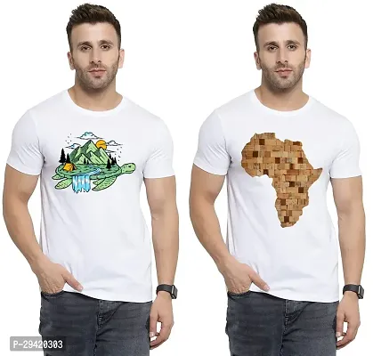 Stylish White Polycotton T-Shirt For Men Pack Of 2-thumb0