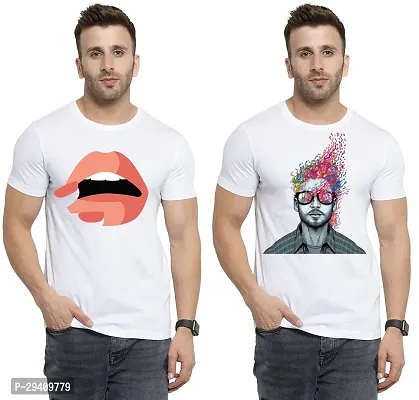 Comfortable White Polycotton Tees For Men Pack Of 2