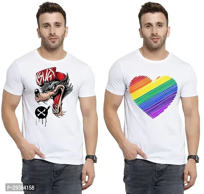 Reliable White Polycotton Printed T-Shirt For Men Pack Of 2-thumb0