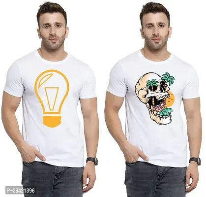 Stylish White Polycotton T-Shirt For Men Pack Of 2-thumb0