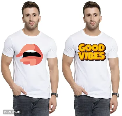 Reliable White Polycotton Printed T-Shirt For Men Pack Of 2-thumb0