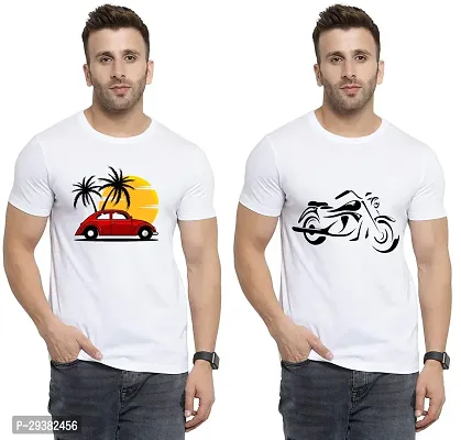 Reliable White Polycotton Printed T-Shirt For Men Pack Of 2-thumb0