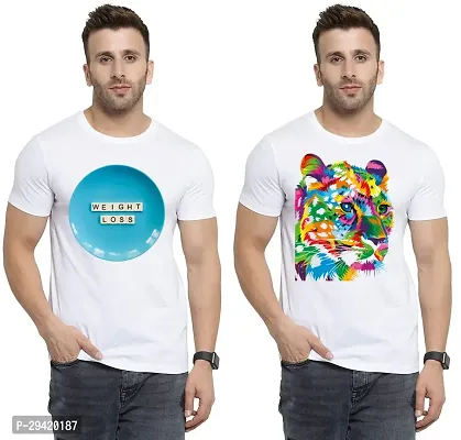 Stylish White Polycotton T-Shirt For Men Pack Of 2