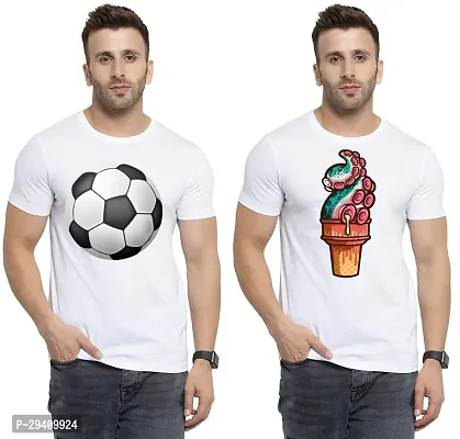 Comfortable White Polycotton Tees For Men Pack Of 2