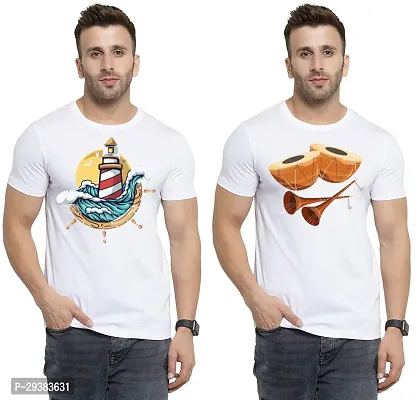 Reliable White Polycotton Printed T-Shirt For Men Pack Of 2-thumb0