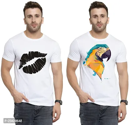 Stylish White Polycotton T-Shirt For Men Pack Of 2