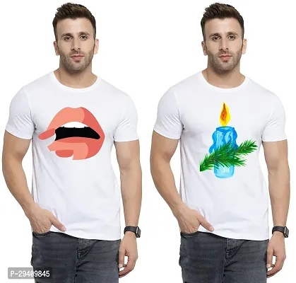 Comfortable White Polycotton Tees For Men Pack Of 2