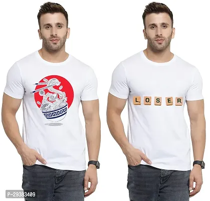 Reliable White Polycotton Printed T-Shirt For Men Pack Of 2-thumb0