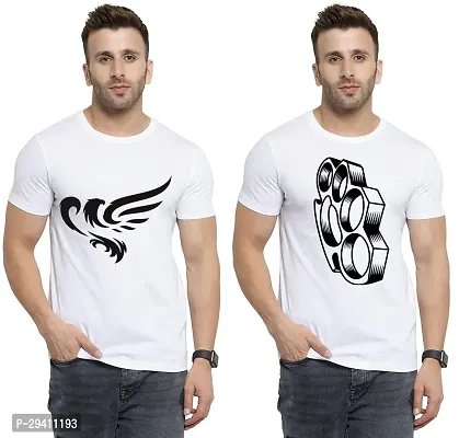 Comfortable White Polycotton Tees For Men Pack Of 2