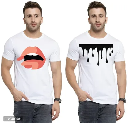 Comfortable White Polycotton Tees For Men Pack Of 2