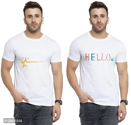 Stylish White Polycotton T-Shirt For Men Pack Of 2-thumb0