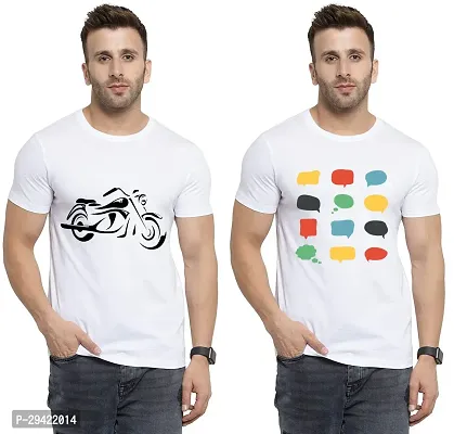 Stylish White Polycotton T-Shirt For Men Pack Of 2-thumb0