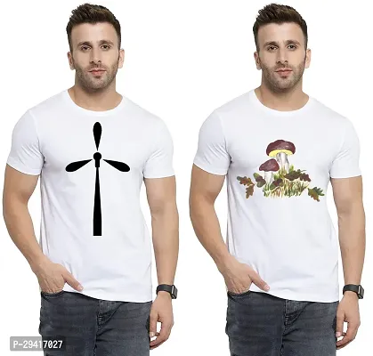 Comfortable White Polycotton Tees For Men Pack Of 2