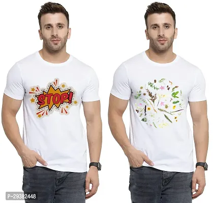 Reliable White Polycotton Printed T-Shirt For Men Pack Of 2-thumb0