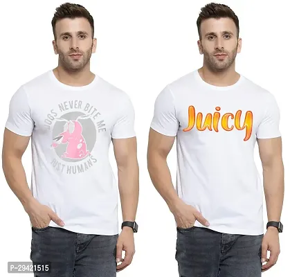 Stylish White Polycotton T-Shirt For Men Pack Of 2