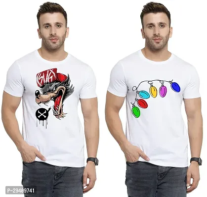 Comfortable White Polycotton Tees For Men Pack Of 2