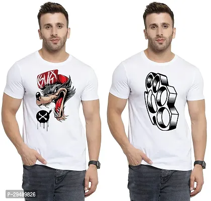 Comfortable White Polycotton Tees For Men Pack Of 2