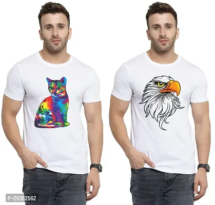 Reliable White Polycotton Printed T-Shirt For Men Pack Of 2-thumb0