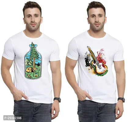 Reliable White Polycotton Printed T-Shirt For Men Pack Of 2-thumb0