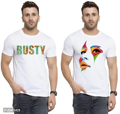 Comfortable White Polycotton Tees For Men Pack Of 2