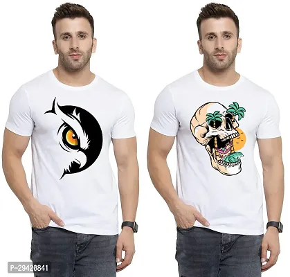 Stylish White Polycotton T-Shirt For Men Pack Of 2