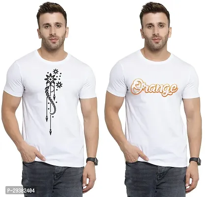 Reliable White Polycotton Printed T-Shirt For Men Pack Of 2-thumb0